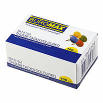 Кнопки канцелярські кольорові 100 штук Buromax BM.5104, 957986