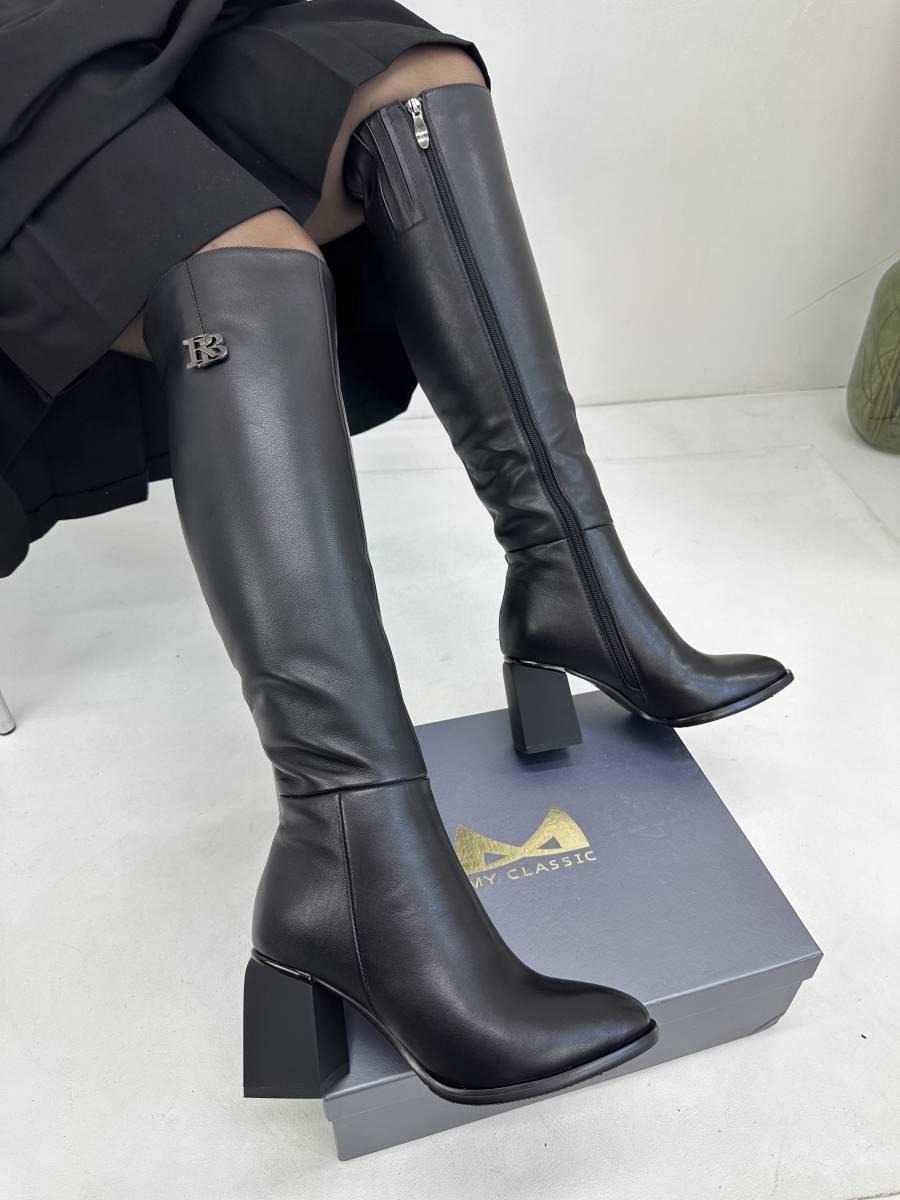 Чоботи зимові жіночі MyClassic M268-RK1914-NP951BG6 чорні шкіряні 37, фото 1