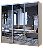 Шафа купе Doros Сіті Лайт Дуб сонома 3 Дзеркала 225х60х225 (42002138), фото 3