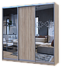 Шафа купе Doros Сіті Лайт Дуб сонома 1 ДСП / 2 дзеркала 225х60х225 (42002136), фото 3