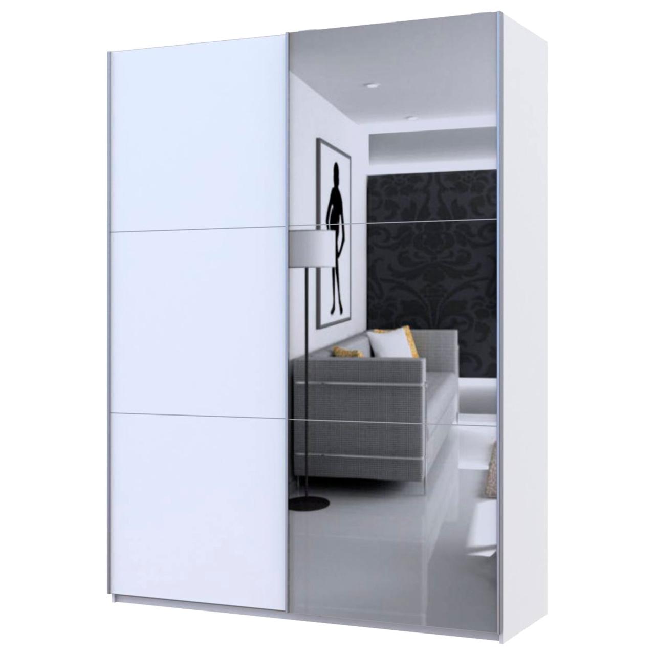 Шафа купе Doros G-Caiser Білий/Білий 1 ДСП / 1 Дзеркало 180х60х240 (42005028), фото 1