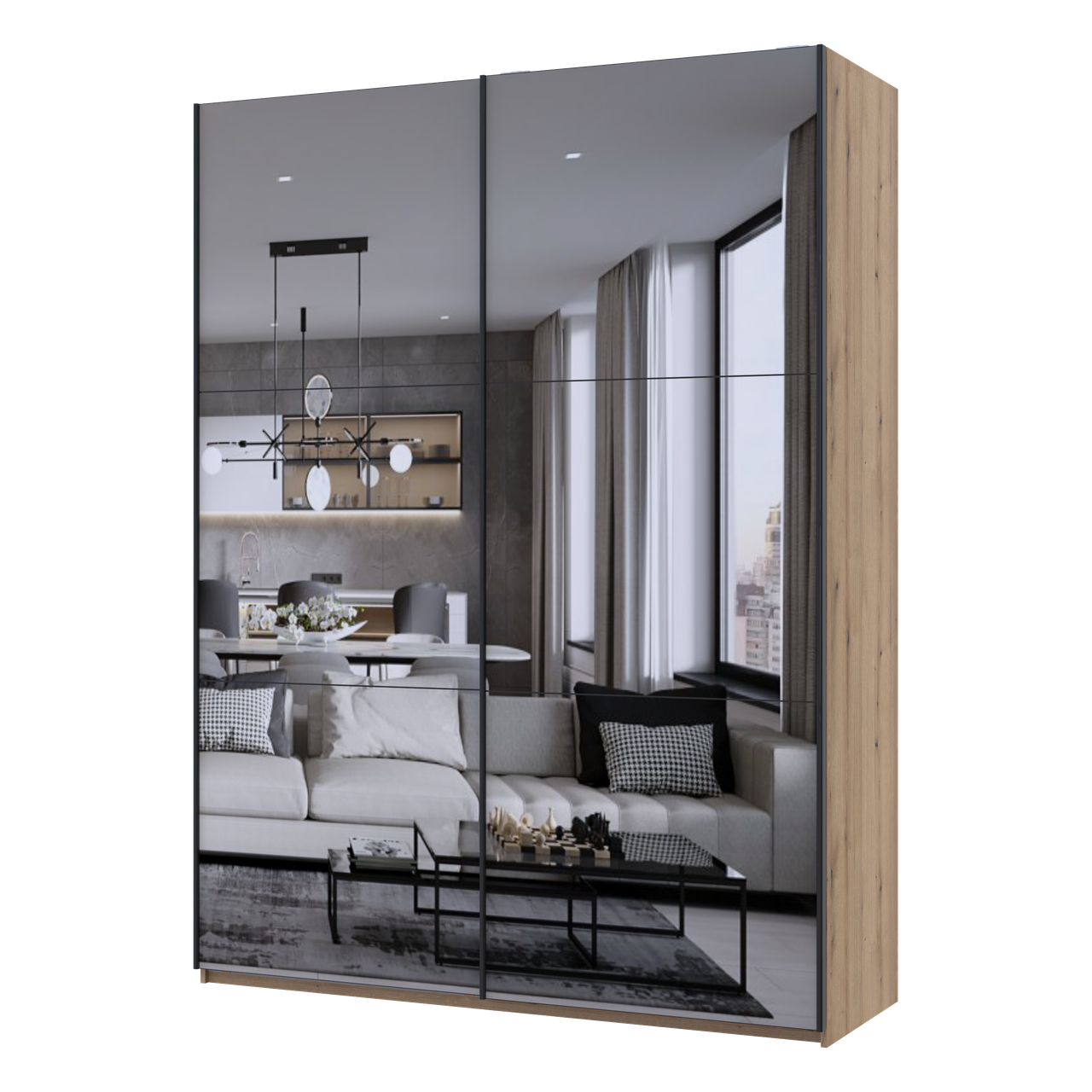 Шафа купе Doros G-Caiser Дуб Евок 2 Дзеркала / 3 частини 180х60х240 (80737752), фото 1