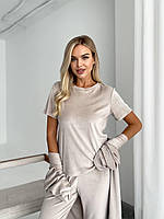 Тепла зимова велюрова плюшева жіноча піжама домашній костюм-трійка 42-44; 46-48; 50-52 54-56