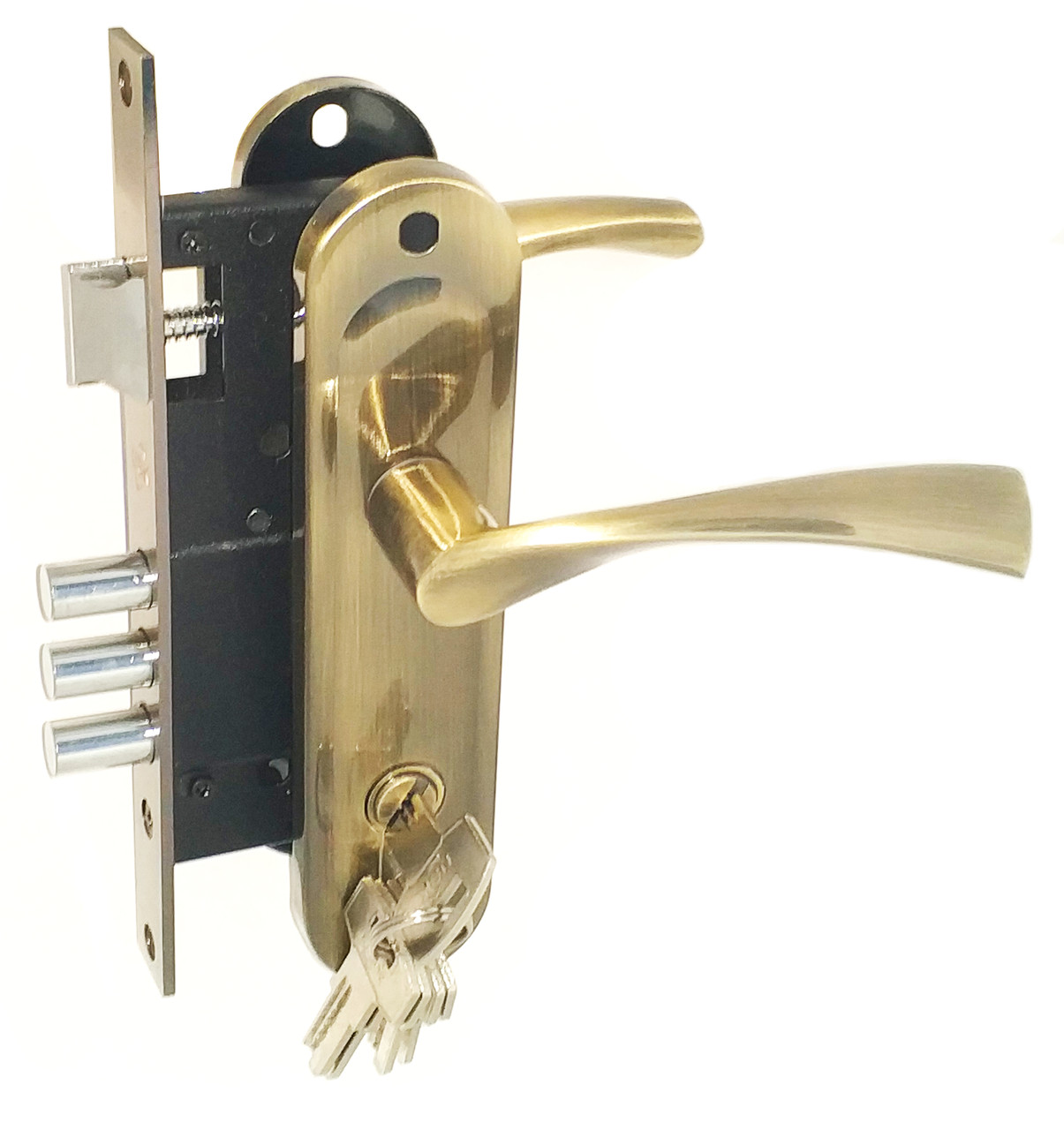 Замок врізний з ручками USK 70.012-45 (аналог Apecs 1523/60 BS45*70мм) Стара бронза, фото 1