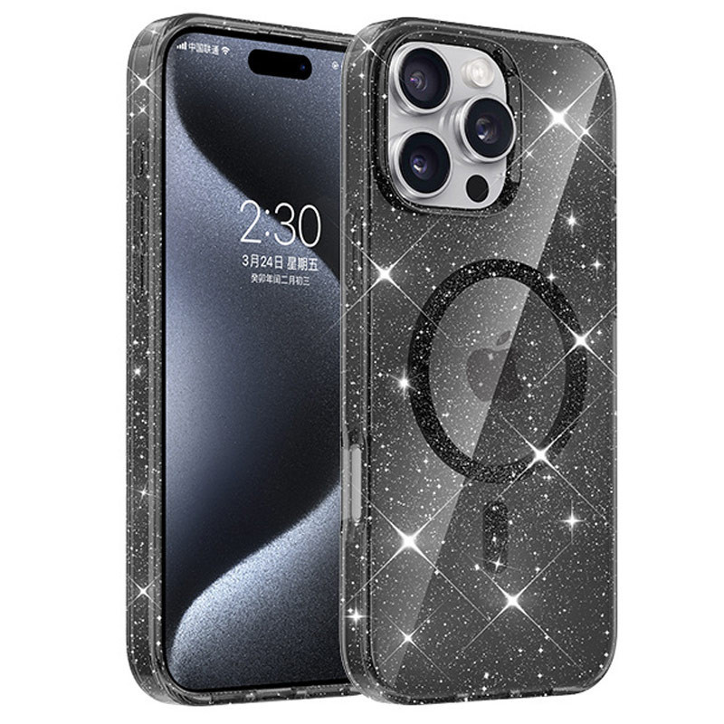 Чехол TPU Eclipse Sparkle (MagFit) для Apple iPhone 16 Pro Max (6.9") Black, фото 1