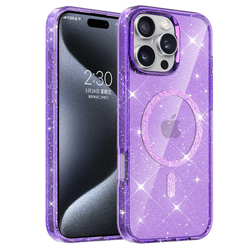 Чехол TPU Eclipse Sparkle (MagFit) для Apple iPhone 16 Pro Max (6.9") Purple, фото 1