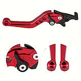 Пара ручок червоних гальма та сциплення скутер мопед, фото 2