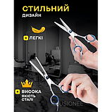 Набір 11 в 1 професійних перукарських ножиць + гребінці, затискачі, накидка, щітка в органайзері білий/син, фото 2