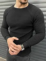 Черный джемпер мужской для стильного образа на каждый день Обтягивающая вязаная кофта в классическом стиле весна-осень