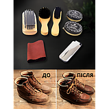 Дорожній набір із 7 предметів 3 щітки, 2 засоби для чищення, серветка та ріжок — для догляду за взуттям у футлярі, фото 8