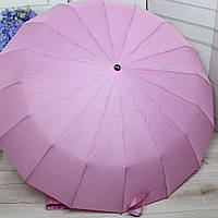 Якісна жіноча парасолька автомат антивітер 16 спиць 103см діаметр рожева Угорщина