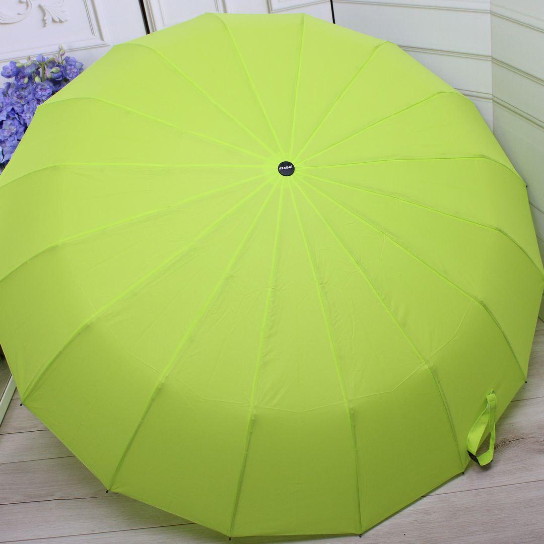 Якісна жіноча парасолька автомат антивітер 16 спиць 103см діаметр салатова Угорщина