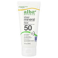 Alba Botanica, прозорий мінеральний сонцезахисний лосьйон для обличчя, SPF 50, без запашників, 59 мл (2 рідкий.