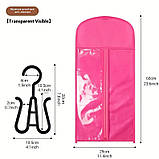 Чохол для перук і накладного волосся з прозорою вставкою та підвісною вішалкою розовий 60 × 30 см, фото 4
