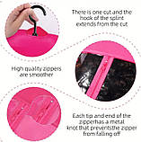 Чохол для перук і накладного волосся з прозорою вставкою та підвісною вішалкою розовий 60 × 30 см, фото 6