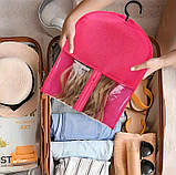 Чохол для перук і накладного волосся з прозорою вставкою та підвісною вішалкою розовий 60 × 30 см, фото 2