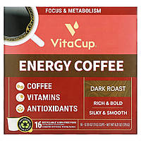 VitaCup, Energy Coffee, темне обсмажування, 16 чашок по 11 г (0,39 унції) Дніпр