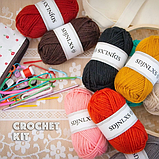 Набір для в'язання гачком із 96 предметів із набором пряжі та сумкою для зберігання в подарунковій коробці 3DTOYSLAM, фото 5