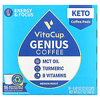 VitaCup, Genius Coffee, середнього обсмажування, 16 чашок по 12 г (0,42 унції) Дніпр