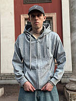 Кофта Поло Ральф Лорен сіра чоловіча Зіп-худі Polo Ralph Lauren сіра на замку Худі поло ральф осінь лорн S-L