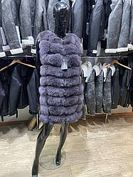 Жилетка піскова хутряна колір Графіт, безрукавка з песця. Жилети песець 90 см