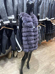 Жилетка песцева хутряна колір Графіт, безрукавка з песця. Жилети песець 90 см