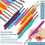 Набір для в'язання гачком із 59 предметів із гумовими ручками, набором пряжі та сумкою для зберігання, фото 2