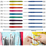 Набір для в'язання гачком із 59 предметів із гумовими ручками, набором пряжі та сумкою для зберігання, фото 3