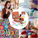 Набір для в'язання гачком із 59 предметів із гумовими ручками, набором пряжі та сумкою для зберігання рожевий, фото 9