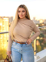 Базовий жіночий лонгслів з драпіруванням "Sweet" | Норма і батал