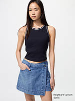 Женская юбка-шорты UNIQLO из легкой джинсовой ткани 1159843545 (Синий M)