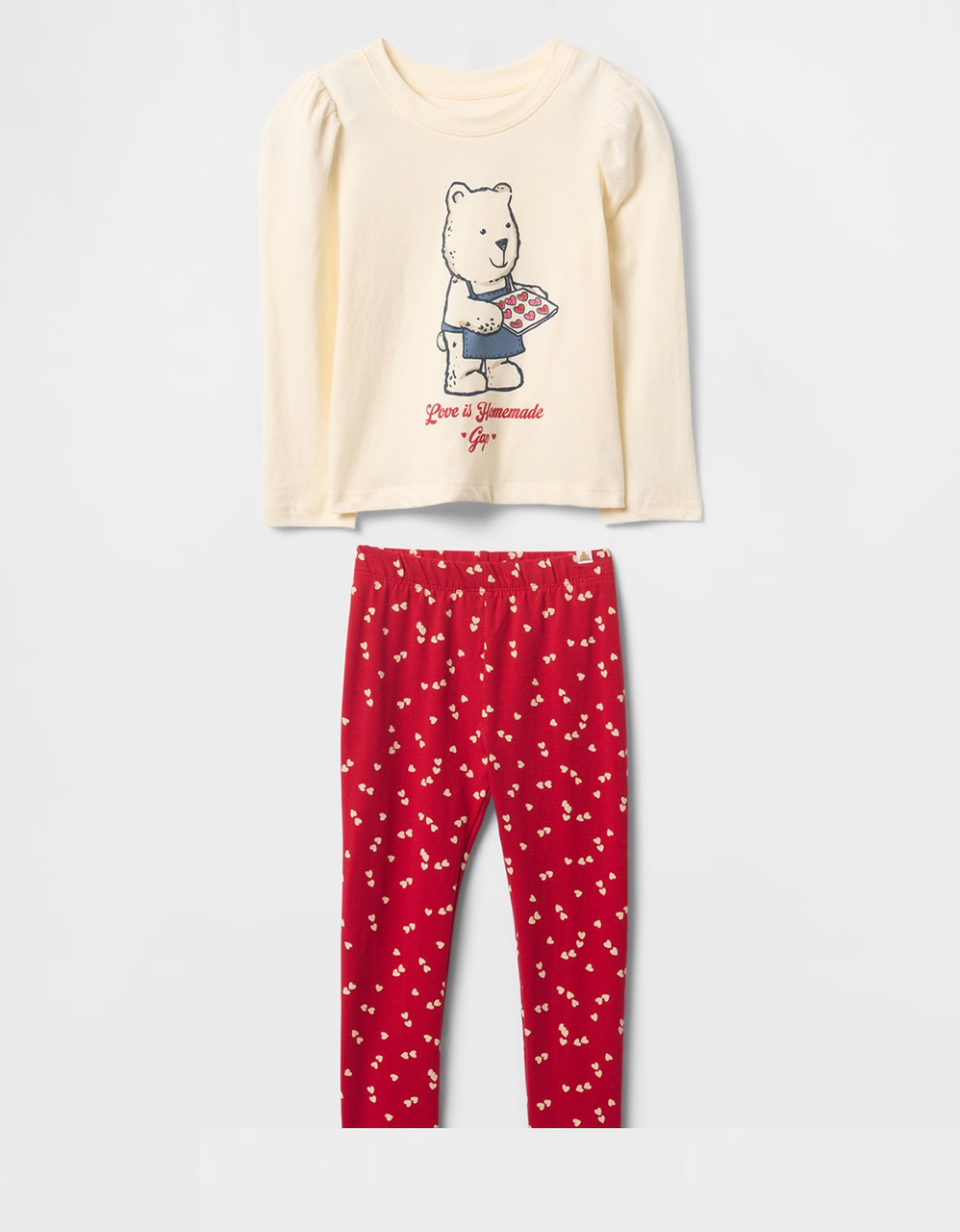 Дитяча піжама GAP лонгслів та штани 1159844408 (Червоний/Молочний 2), фото 1