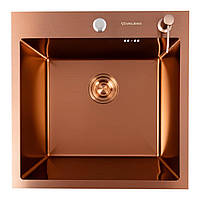 Кухонна мийка Valeso Handmade 50х50 PVD мідна 3.0/0.8 з дозатором 5050