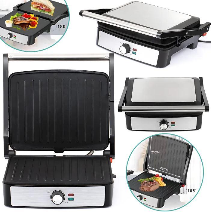 Електричний гриль Hoffmans HM-3018 2200 Вт з антипригарними пластинами та відкриттям на 180°