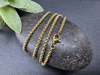 Велика основа-ланцюжок 60 см із замком (2,5 мм), неірж сталь золото