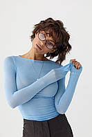 Приталений лонг у сітку - блакитний цвет, XL (є розміри)