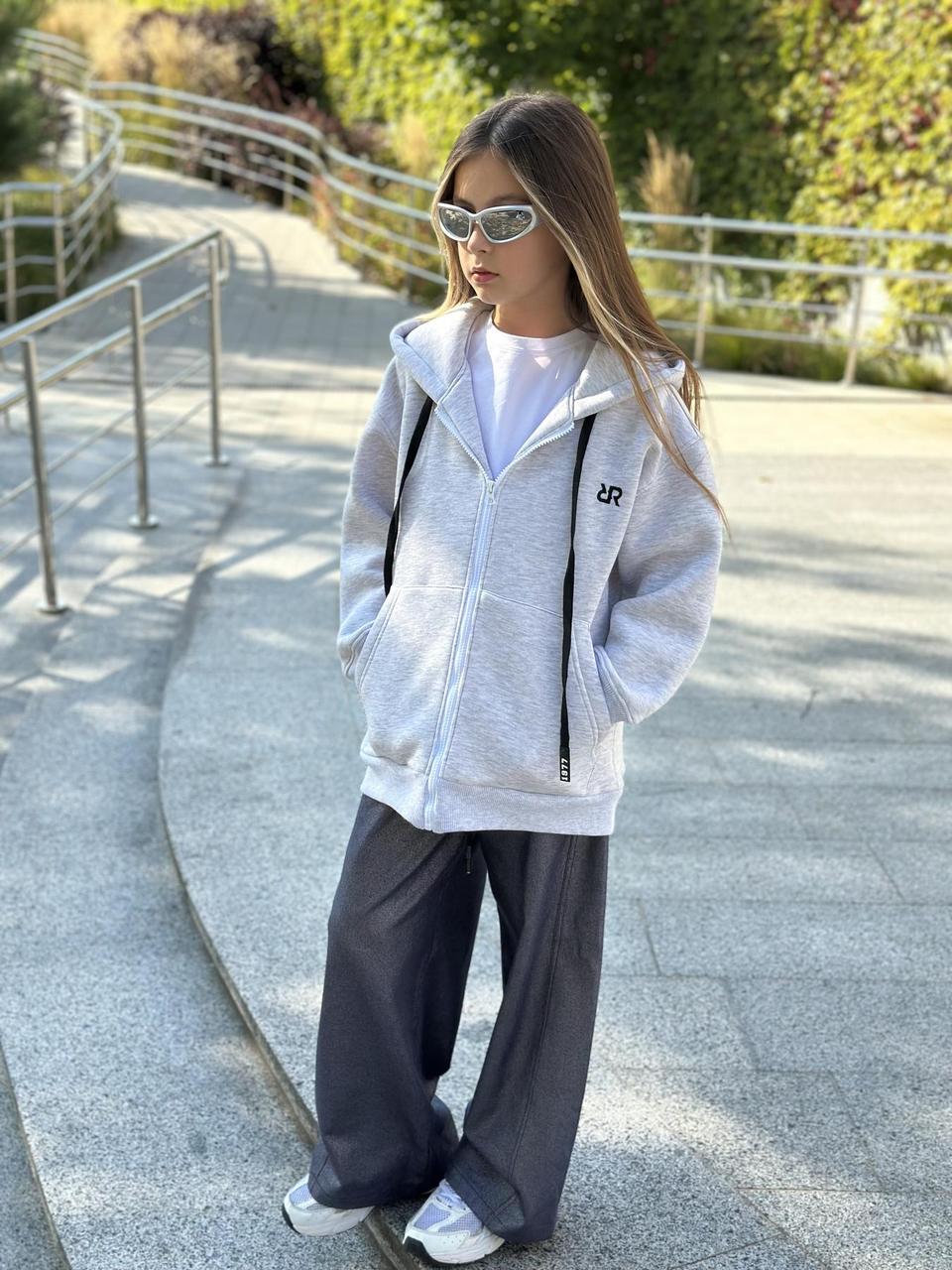 ЗІП ХУДІ сіра меланж, фото 1