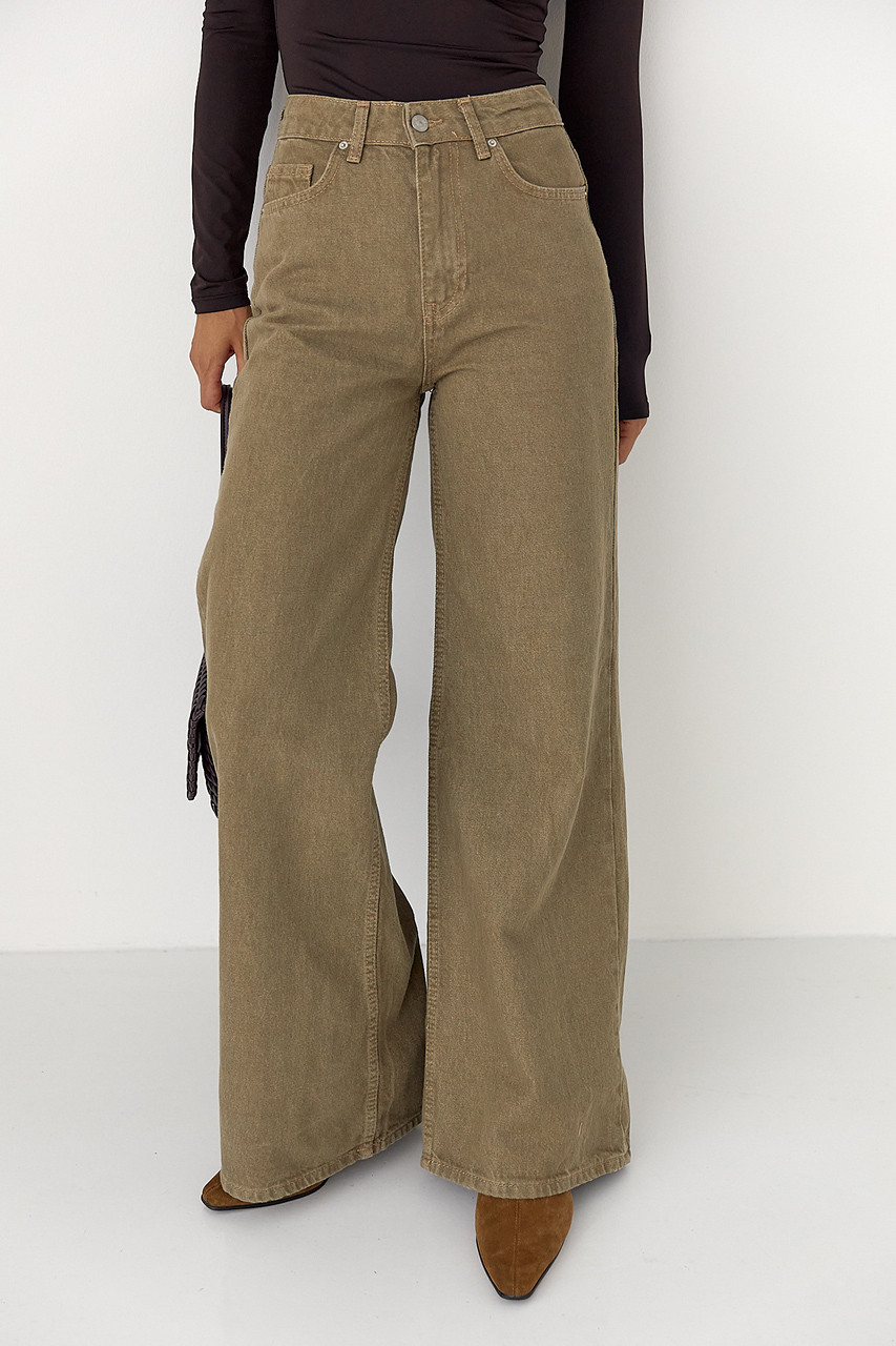 Широкі джинси Palazzo з високою талією - світло-коричневий цвет, 38р (є розміри), фото 1