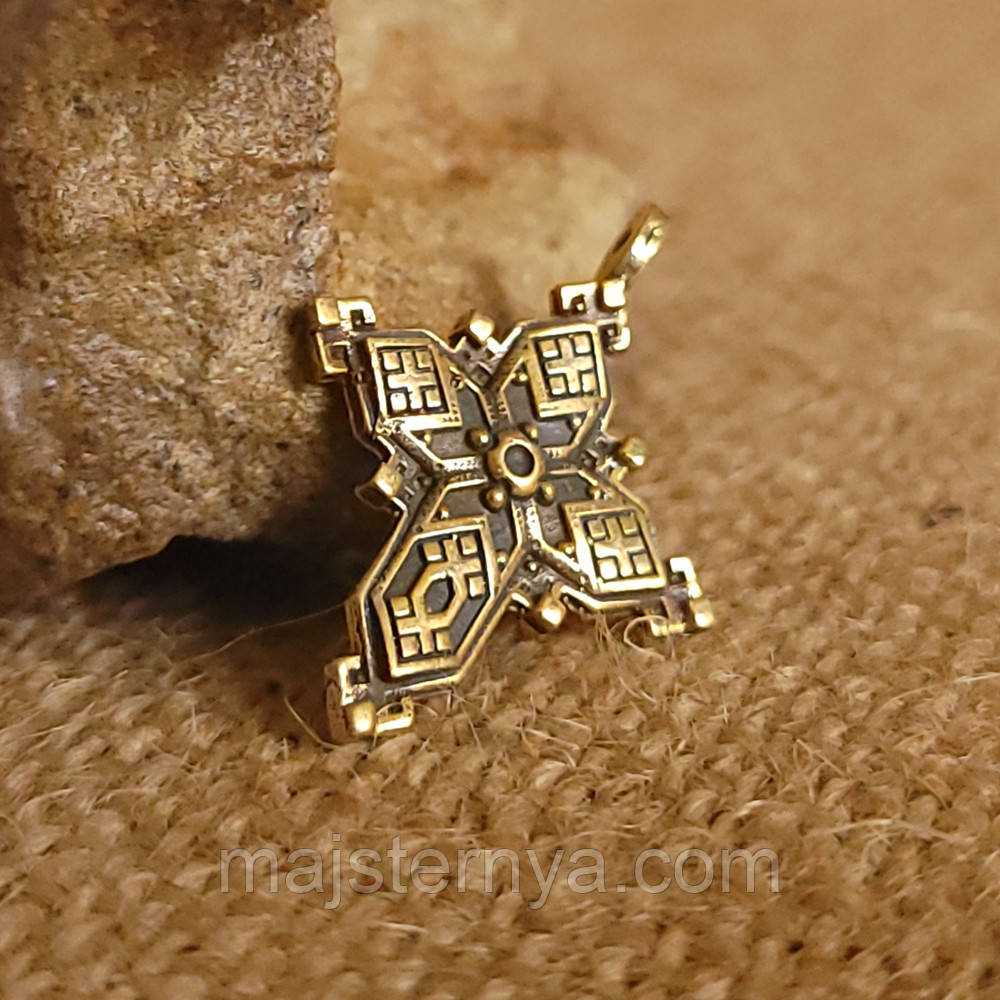 Хрестик латунний M001 - литий хрест для зґарди чи етнонамиста, фото 1