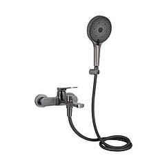 Змішувач для ванни Qtap Slavonice (з душовим гарнітуром) QTSLV259GMB48035 Gunmetal Black PVD