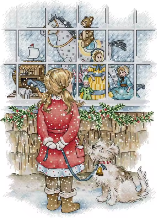 Набір для вишивання за нанесеною на канву схемою “Christmas Window”. AIDA 14CT printed , 31*40 см., фото 1