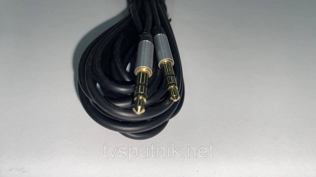 Шнур AUX міні (3.5 мм stereo – 3.5 мм stereo), метал, gold, 5 м