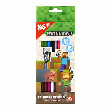 Набір двосторонніх кольорових олівців YES Minecraft 290763 24 кольори ID 5052036, фото 1