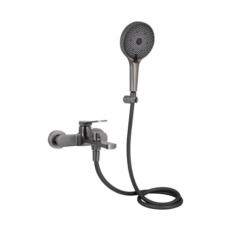 Змішувач для ванни Qtap Slavonice (з душовим гарнітуром) QTSLV259GMB48035 Gunmetal Black PVD, фото 1