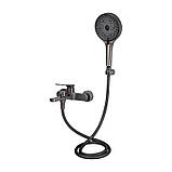 Змішувач для ванни Qtap Slavonice (з душовим гарнітуром) QTSLV259GMB48035 Gunmetal Black PVD, фото 3