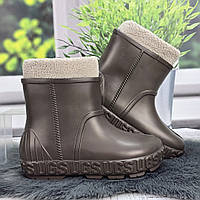 Чоботи жіночі піна Gipanis шоколадного кольору з хутряною вставкою 4618