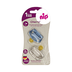 Пустушка кругла "Вишенька" "Х"синя/коричнева (латекс)/ (від 0 до 6 місяців),(2 шт)/ NIP