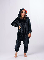 Кигуруми для взрослых Черный дракон Беззубик без крыльев на молнии | Плюшевая пижама Ночная Фурия. Топ! L