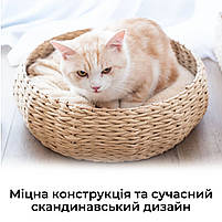 Лежак-кошик з лози для маленьких домашніх тварин. Плетене ліжко для кота з подушкою (P021), фото 4