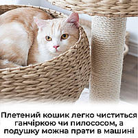 Лежак-кошик з лози для маленьких домашніх тварин. Плетене ліжко для кота з подушкою (P021), фото 5